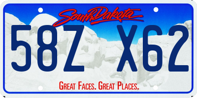 SD license plate 58ZX62