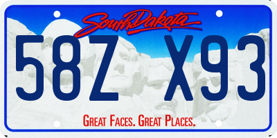 SD license plate 58ZX93