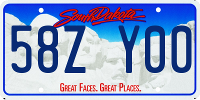 SD license plate 58ZY00