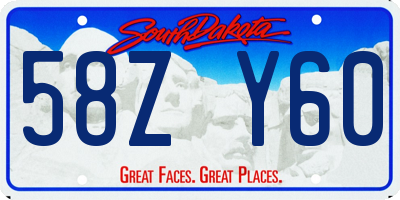 SD license plate 58ZY60