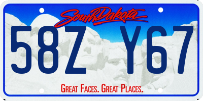 SD license plate 58ZY67