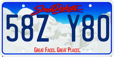 SD license plate 58ZY80
