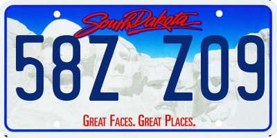 SD license plate 58ZZ09