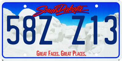 SD license plate 58ZZ13