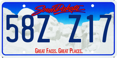 SD license plate 58ZZ17