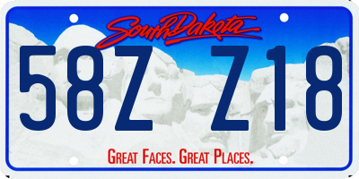 SD license plate 58ZZ18