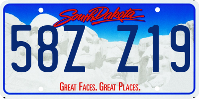 SD license plate 58ZZ19