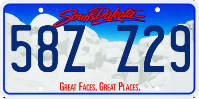 SD license plate 58ZZ29