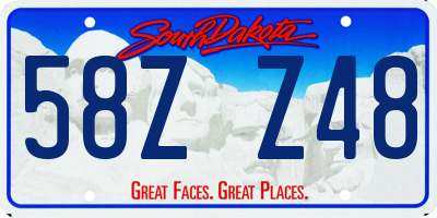SD license plate 58ZZ48