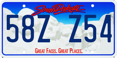 SD license plate 58ZZ54