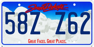 SD license plate 58ZZ62