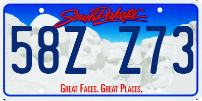 SD license plate 58ZZ73
