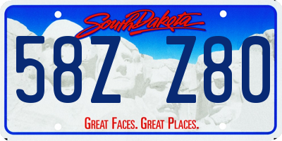 SD license plate 58ZZ80