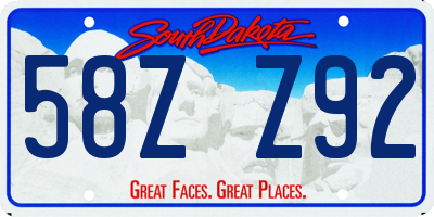 SD license plate 58ZZ92