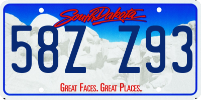 SD license plate 58ZZ93
