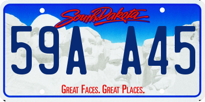 SD license plate 59AA45