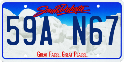 SD license plate 59AN67