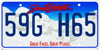 SD license plate 59GH65