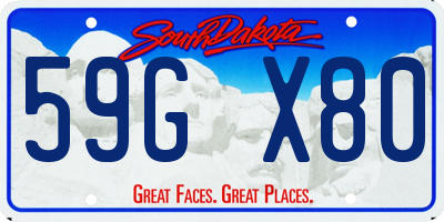 SD license plate 59GX80