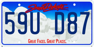 SD license plate 59UD87