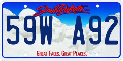SD license plate 59WA92