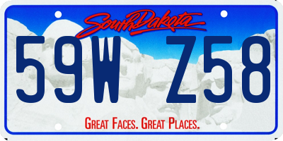 SD license plate 59WZ58