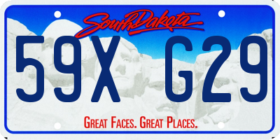 SD license plate 59XG29