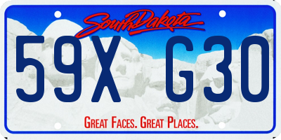 SD license plate 59XG30