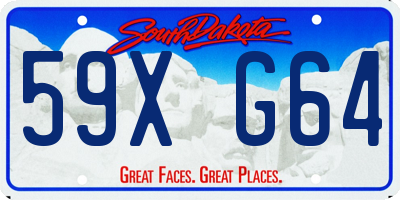 SD license plate 59XG64