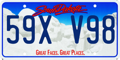 SD license plate 59XV98