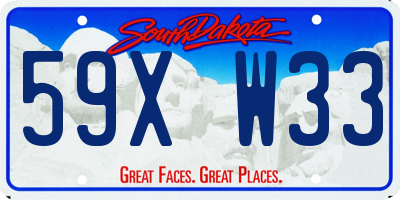 SD license plate 59XW33