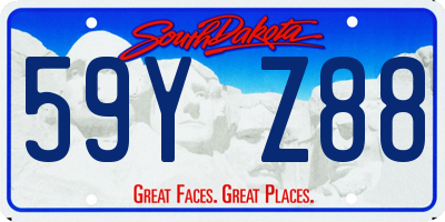 SD license plate 59YZ88