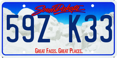 SD license plate 59ZK33
