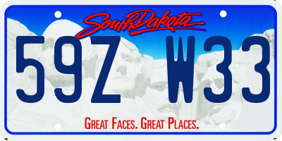 SD license plate 59ZW33