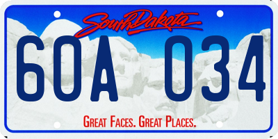 SD license plate 60AO34