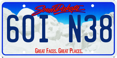 SD license plate 60IN38