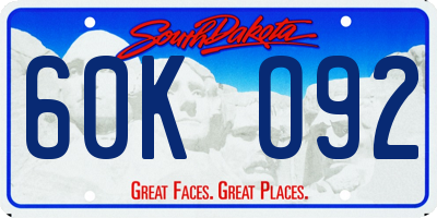 SD license plate 60KO92