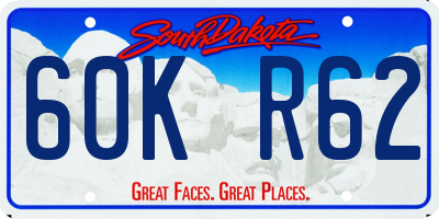 SD license plate 60KR62