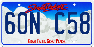 SD license plate 60NC58