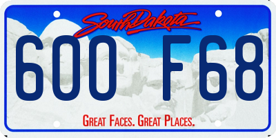 SD license plate 60OF68