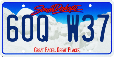 SD license plate 60QW37
