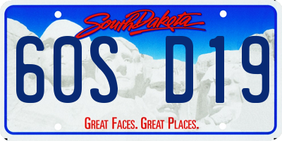 SD license plate 60SD19