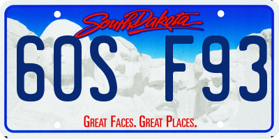 SD license plate 60SF93