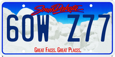 SD license plate 60WZ77