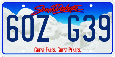SD license plate 60ZG39