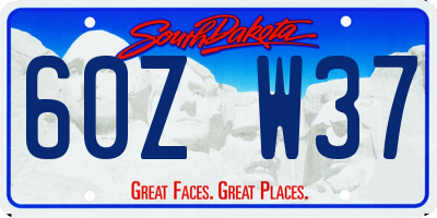 SD license plate 60ZW37