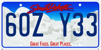 SD license plate 60ZY33