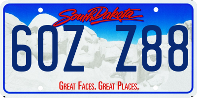 SD license plate 60ZZ88