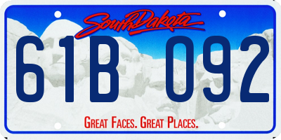 SD license plate 61BO92