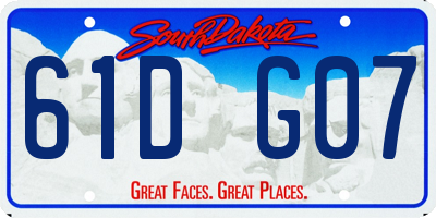 SD license plate 61DG07